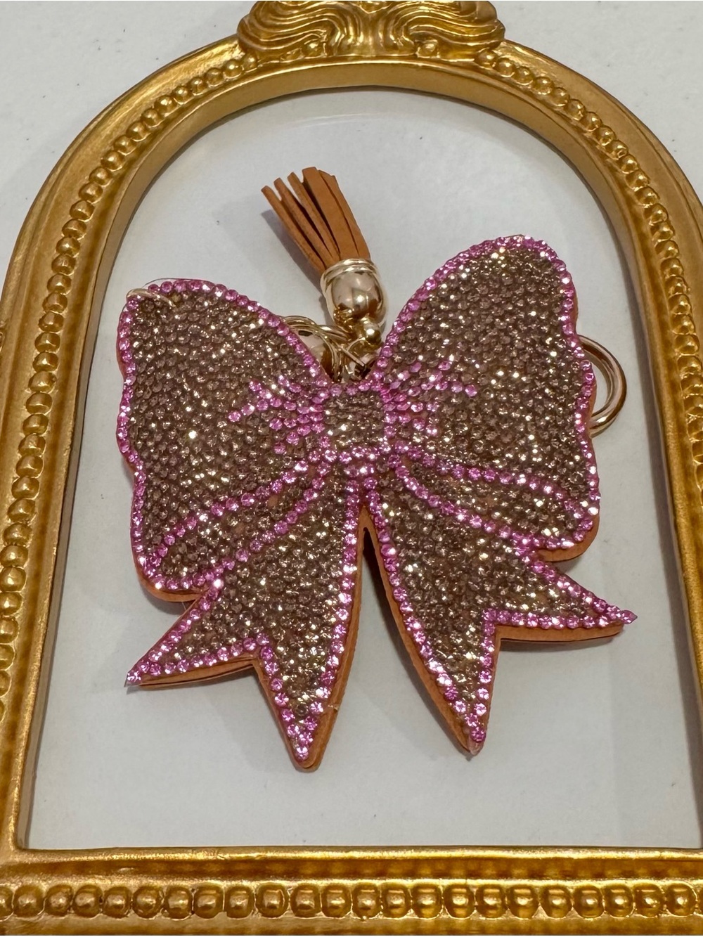 New Brown/Pink Bow Keychain Bag Charm